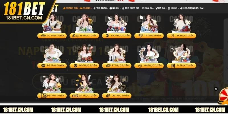 Sảnh Live Casino 181BET mang đến cảm giác chân thực như sảnh cược đời thực
